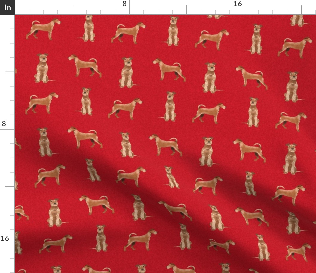 irish terrier dog - dog quilt a - cute dog, dogs, dog breed, dog fabric, linen-look, -red