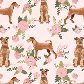 irish terrier quilt dog florals - pet quilt d - cute flowers, dog, dogs, dog breed -blush