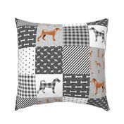 irish terrier dog cheater quilt - pet quilt a- dog quilt, cheater quilt, wholecloth, dog buffalo plaid - grey