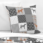 irish terrier dog cheater quilt - pet quilt a- dog quilt, cheater quilt, wholecloth, dog buffalo plaid - grey