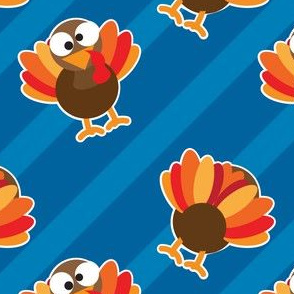 THANKSGIVING Turkey With Stripes Blue Thanksgiving Funny CUTE