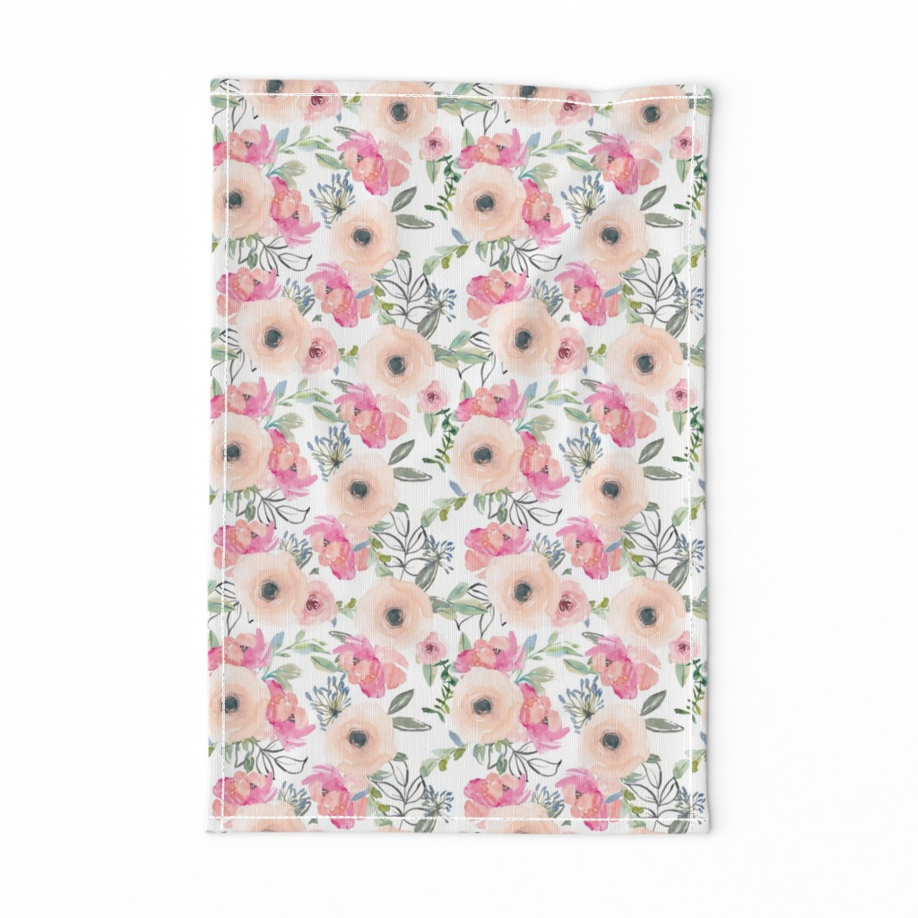 8" Pink Delight Florals // White