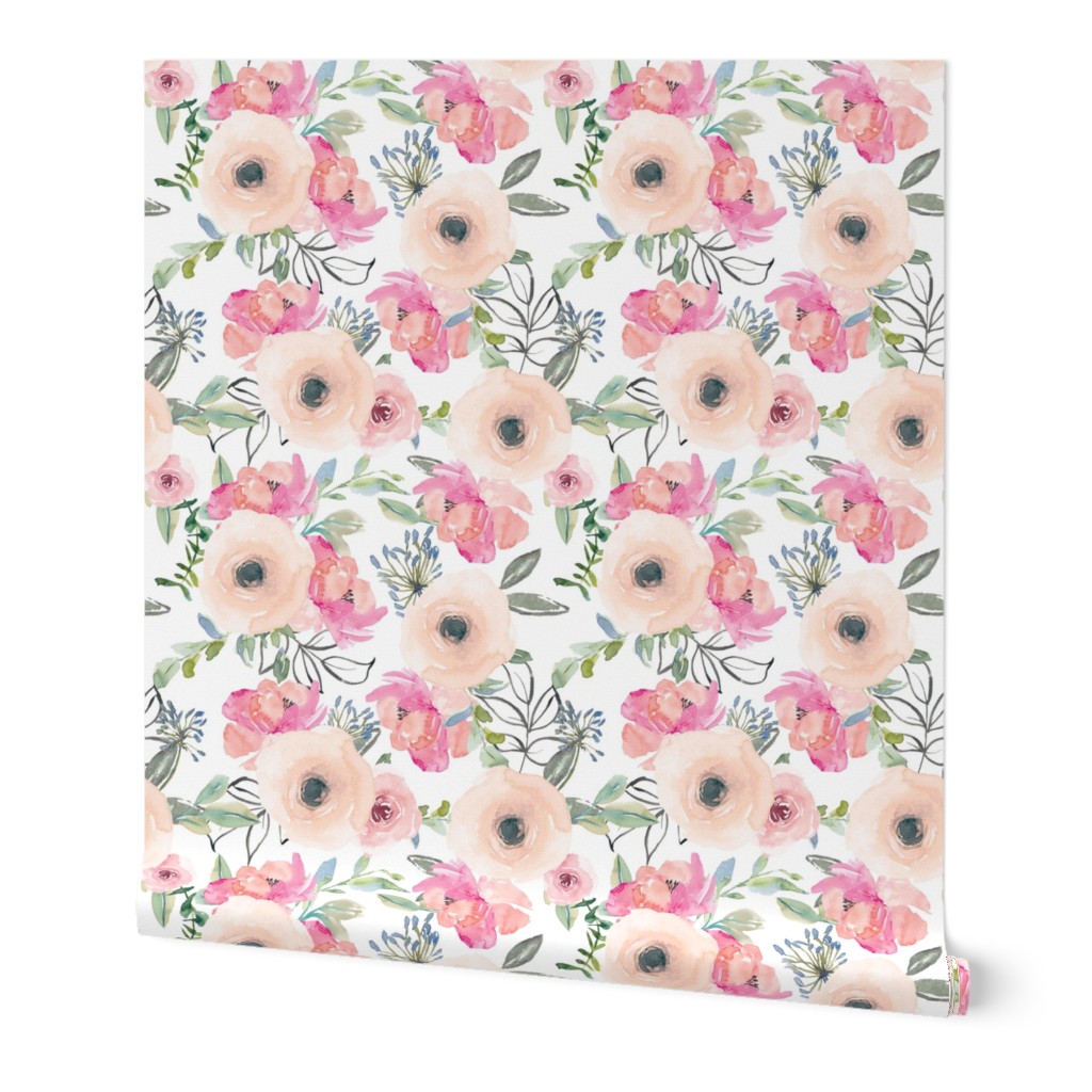 8" Pink Delight Florals // White