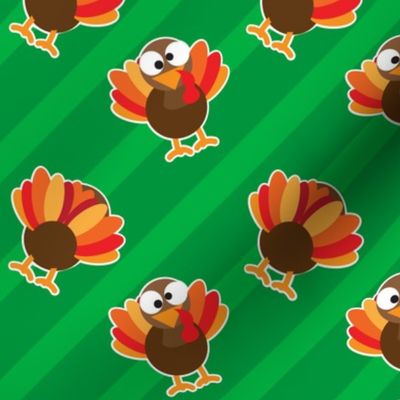 THANKSGIVING Turkey With Stripes Bright Green StripesThanksgiving Funny CUTE