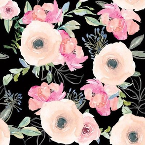 8" Pink Delight Florals // Black