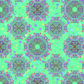 Violet De-Vine Dots on Lime Tile 