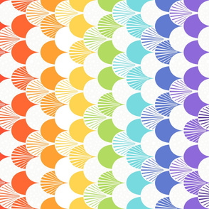 42"x36" Rainbow Scallop Quilt - Original, rainbows, cheater quilt, quilt top