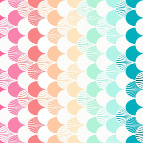 42"x36" Rainbow Scallop Quilt - Girls, rainbows, cheater quilt, quilt top