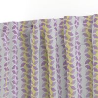 Art Deco ginkgo stripes on grey