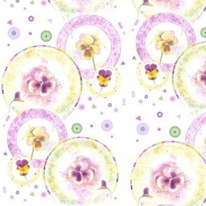 5x7-Inch Half-Drop Repeat of Pansies Go Round in Circles