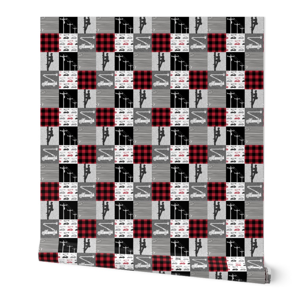 (2" small scale) lineman patchwork - buffalo plaid