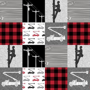 (2" small scale) lineman patchwork - buffalo plaid