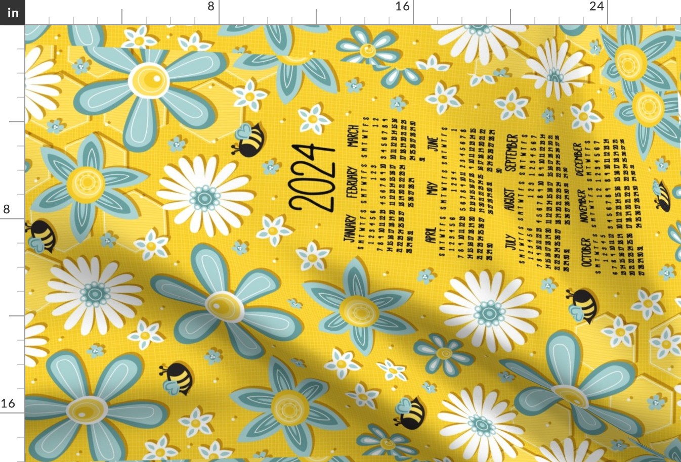 2024 Busy Bee Tea Towel Calendar