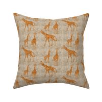 Giraffes with Antiqued Linen Texture