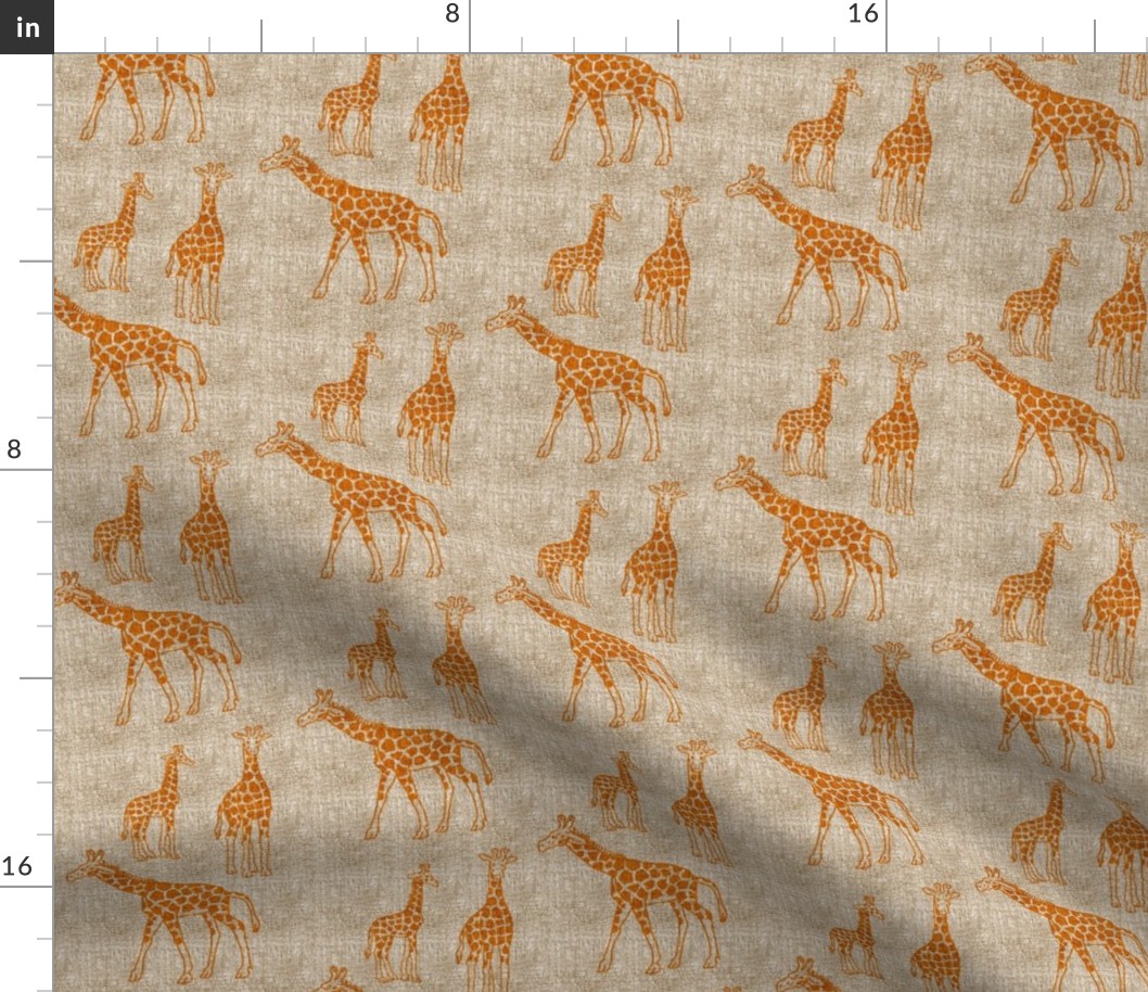 Giraffes with Antiqued Linen Texture