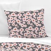 Colorful retro summer blossom scandinavian vintage style florals illustration print in pink gray and copper