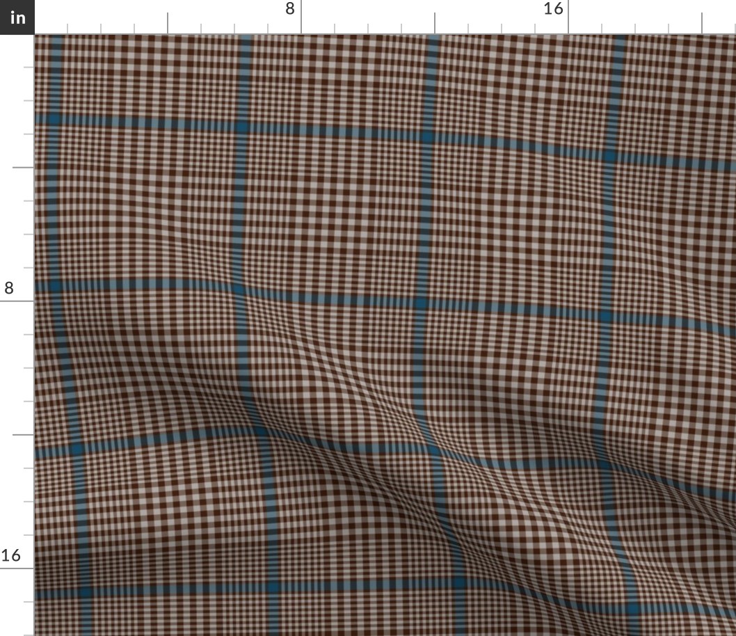 Prince of Wales check #2, 5" repeat, brown/blue/taupe