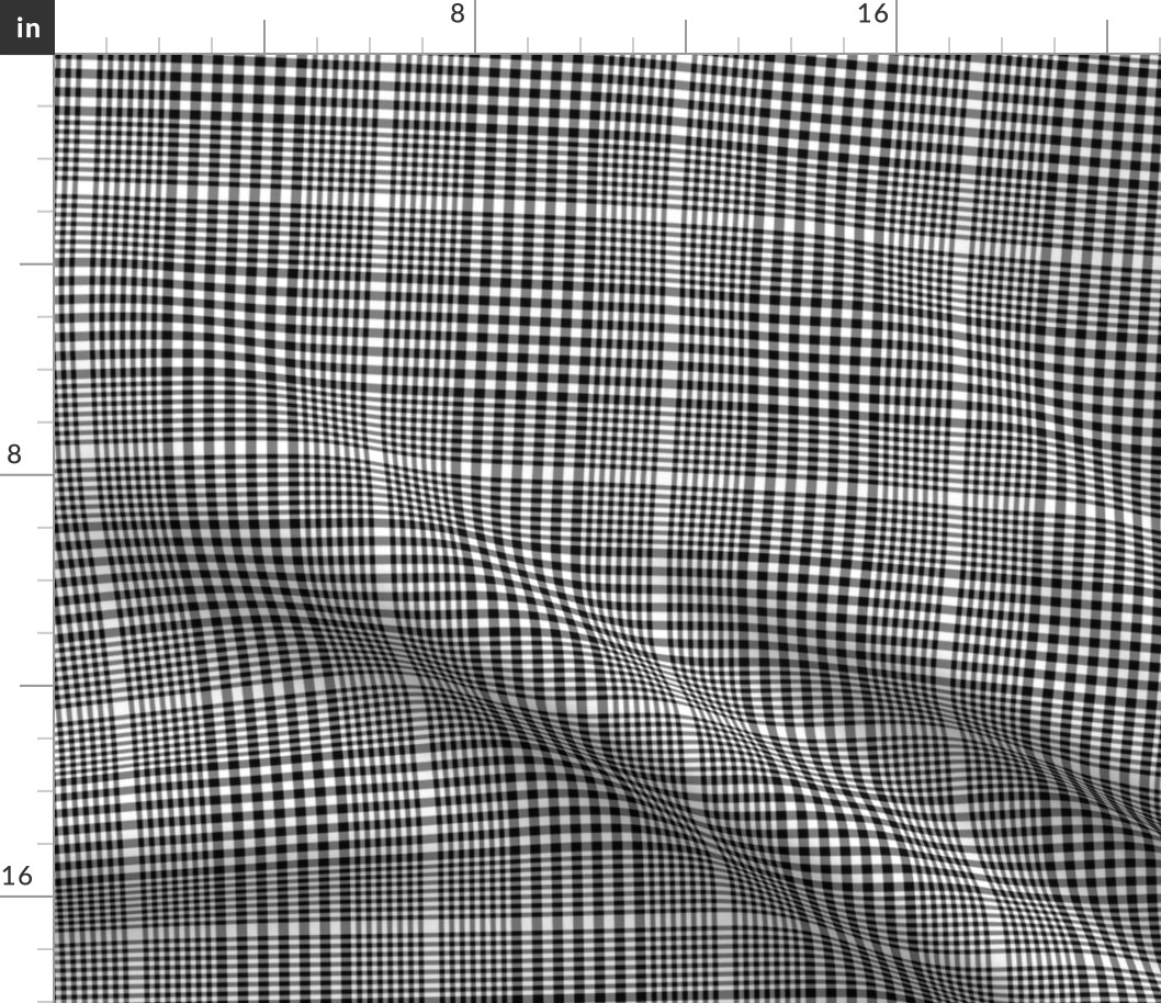 Prince of Wales check #2, 5" repeat, black and white