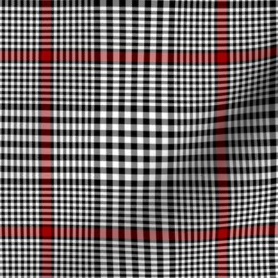 Prince of Wales check #2, 5" repeat, black/white/red