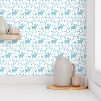 Goats and Hens Light Blue on White, Modern Farmhouse Style