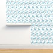 Goats and Hens Light Blue on White, Modern Farmhouse Style