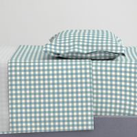 Blue on Cream Off White Check Gingham Plaid Traditional 1" Squares _ Miss Chiff Designs