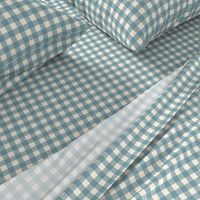 Blue on Cream Off White Check Gingham Plaid Traditional 1" Squares _ Miss Chiff Designs