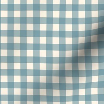 Blue on Cream Off White Check Gingham Plaid Traditional 1" Squares _ Miss Chiff Designs