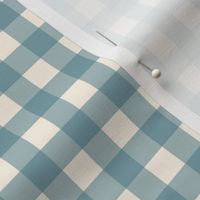 Blue on Cream Off White Check Gingham Plaid Traditional 1" Squares _ Miss Chiff Designs