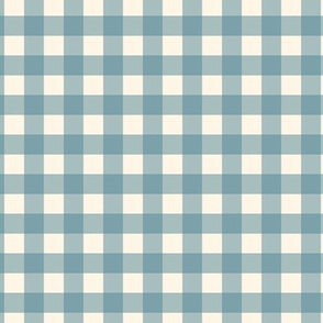Blue on Cream Off White Check Gingham Plaid Traditional 1" Squares _ Miss Chiff Designs