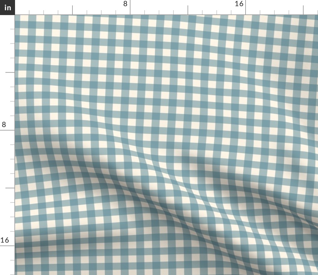 Blue on Cream Off White Check Gingham Plaid Traditional 1" Squares _ Miss Chiff Designs