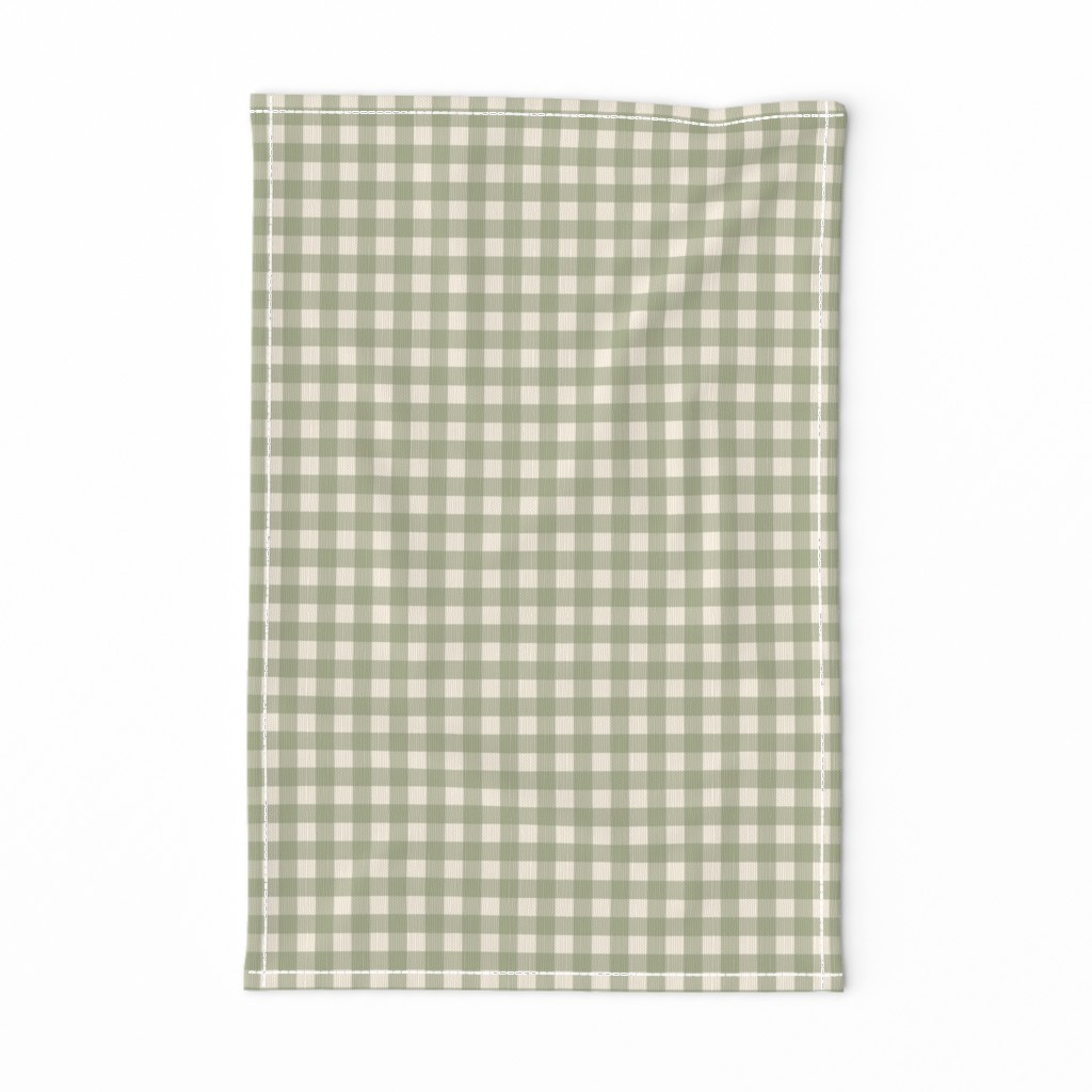 Olive Green on Cream Off White Check Gingham Plaid Traditional 1/2" Squares _ Miss Chiff Designs