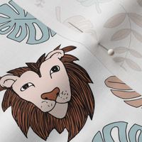 King of the jungle love lion safari garden sweet hand drawn lions pattern fall winter copper brown blue