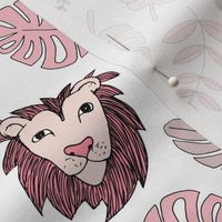 King of the jungle love lion safari garden sweet hand drawn lions pattern fall winter pink maroon