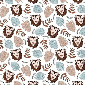 King of the jungle love lion safari garden sweet hand drawn lions pattern fall winter copper brown blue SMALL