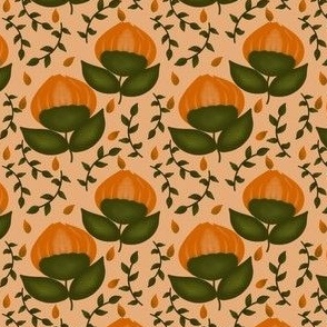 Fall Pumpkin Flower // Autumn Fabric // 3x3