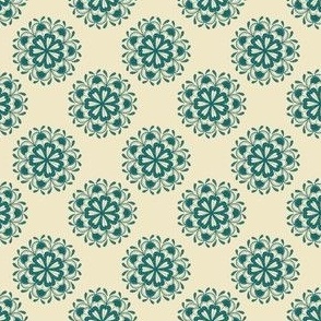 Mandala Flowers in Teal // 4x4