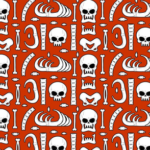 Halloween Skull Bones on Red