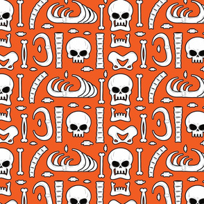 Halloween Skull Bones on Orange