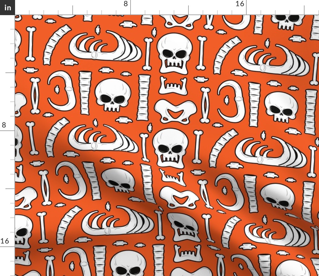 Halloween Skull Bones on Orange
