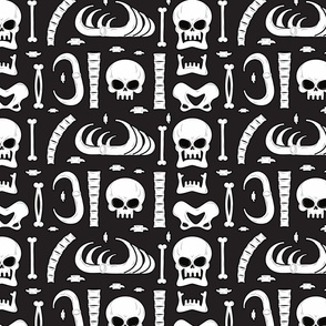 Halloween Skull Bones on Black