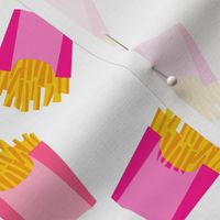 french fries - food, junk food, fast food, food fabric - pink