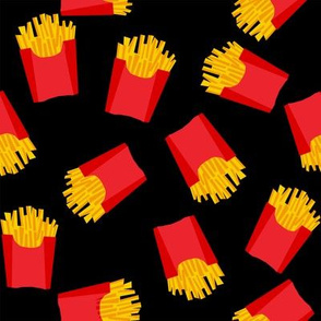 french fries - food, junk food, fast food, food fabric - red and black