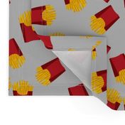 french fries - food, junk food, fast food, food fabric - grey and red