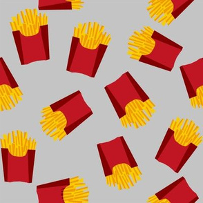 french fries - food, junk food, fast food, food fabric - grey and red