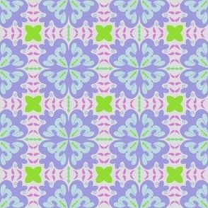 Blue Retro Circus in Lime Green and Violet // 4x4