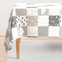 cloud and stars nursery cheater // cheater quilt, wholecloth, baby, grey and white clouds, nursery cute 