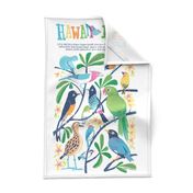 Hawaii Birds Plumeria Tea Towel