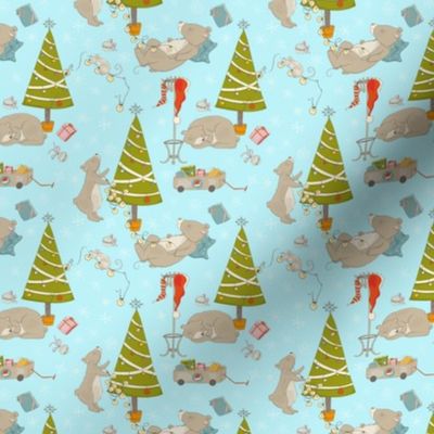 Christmas and bears in forest - Medium