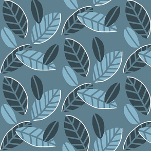 Blue Leaf Print   -white accents  large